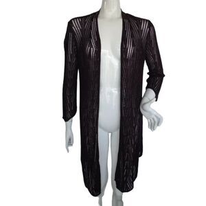 CHICO'S Travelers Sweater, 2, Maroon Open Knit, Open Front, Long sleeves